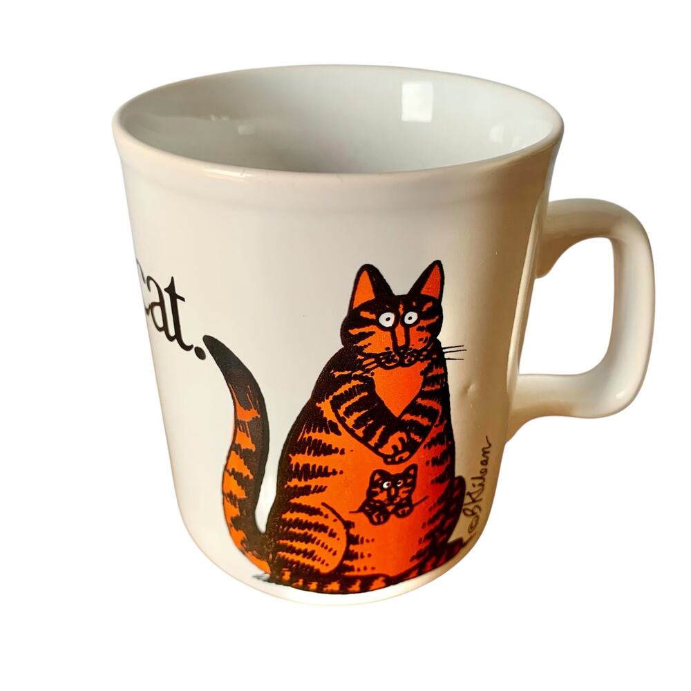 Kliban Vintage Cat MOMCAT Coffee Cup Mug Made in England, Kiln Craft READ